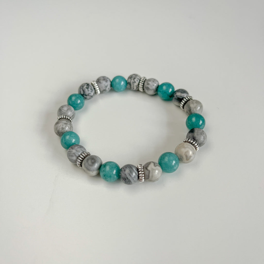 Handmade Map Jasper & Aquamarine Bracelet