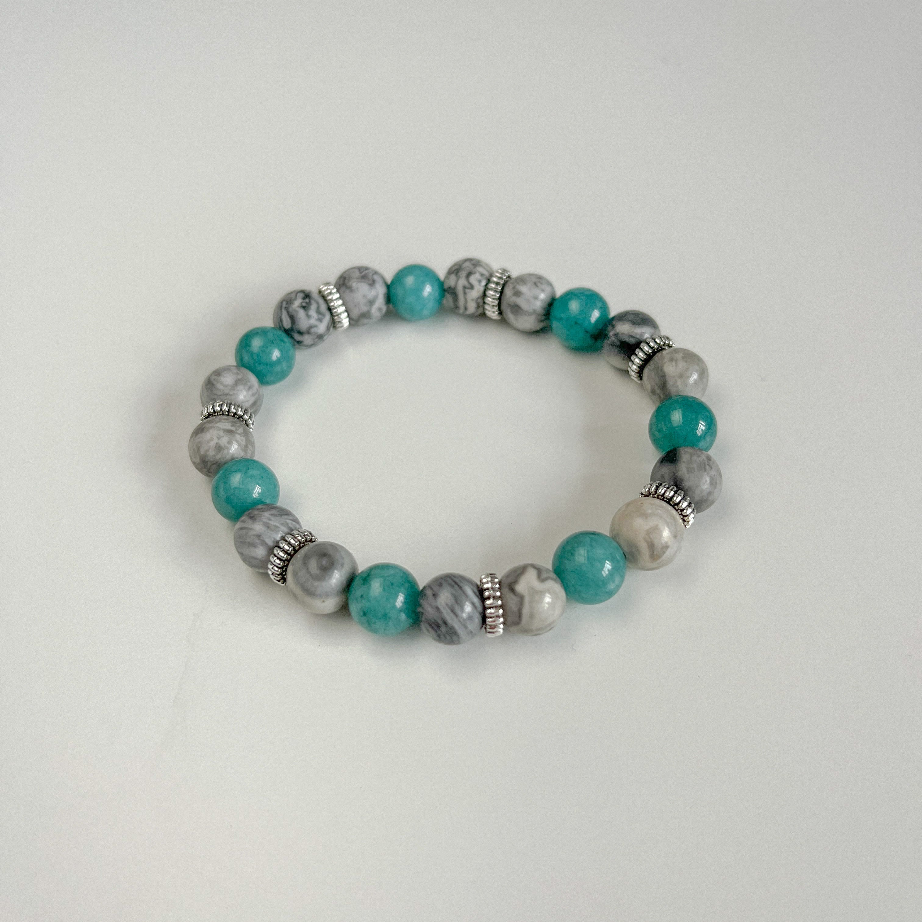 Handmade Map Jasper & Aquamarine Bracelet