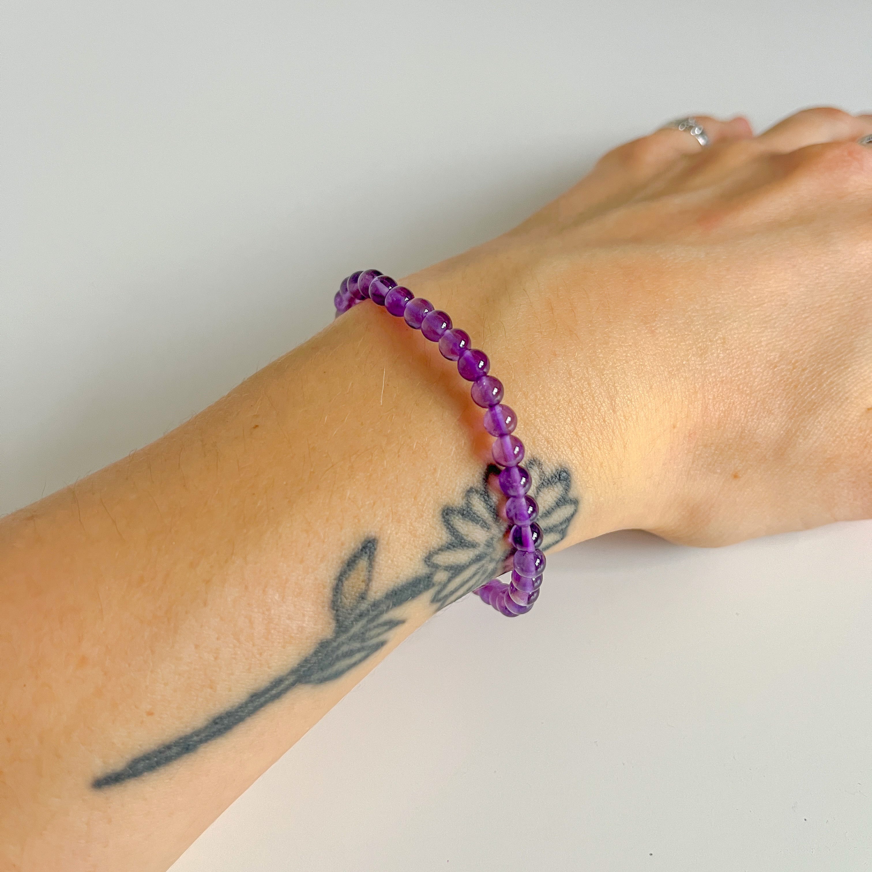 Gemstone 4mm Round Bead Bracelet